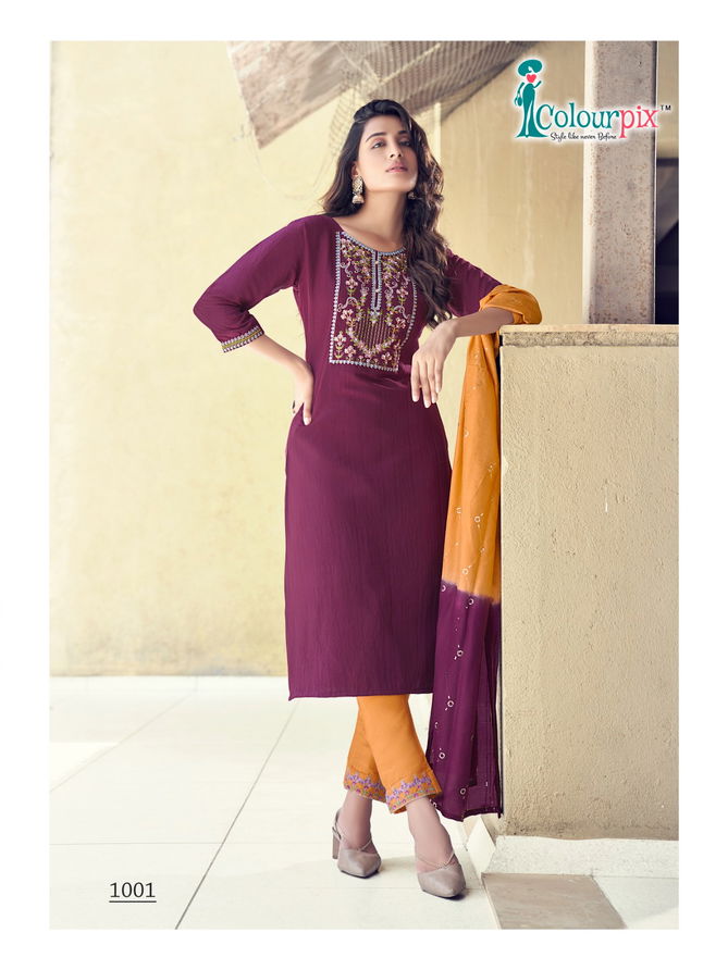 Saheli By ColourPix Heavy Rayon Kurti With Bottom Dupatta Catalog